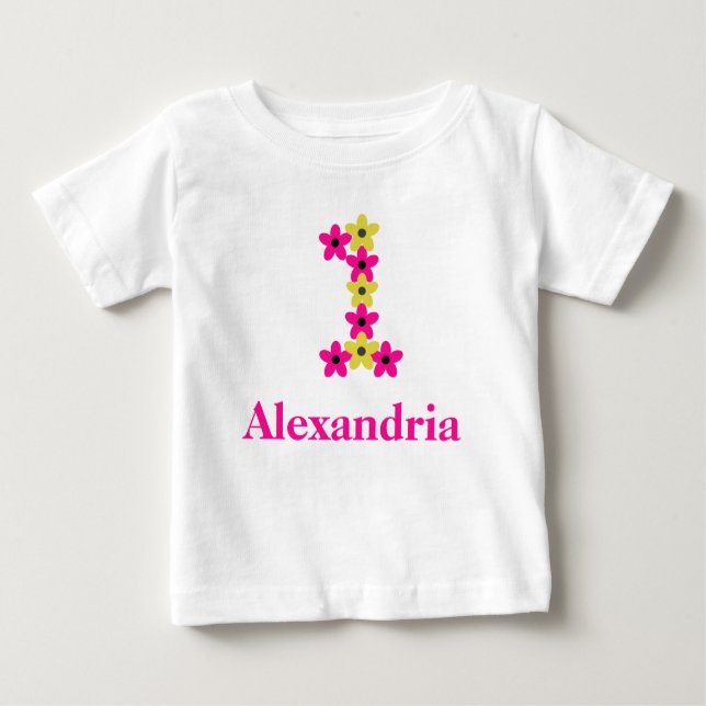 Camiseta Camisa-primeiro aniversario Floral Baby (Frente)