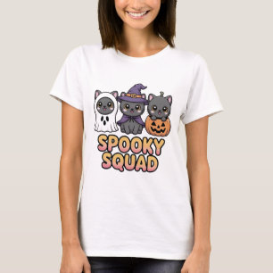 Camiseta Camisa-seca Gato-de-Dia-das-bruxas   Kawaii