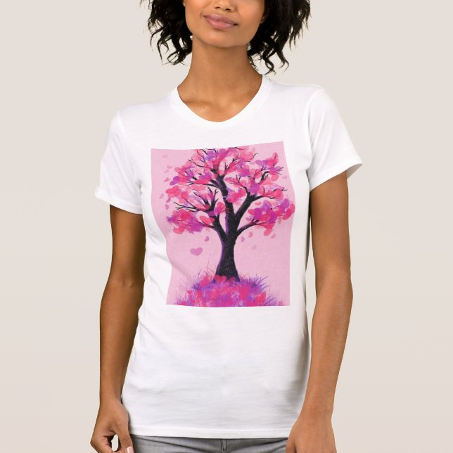 Camiseta Camisa-T-Árvore Romântica (Frente)