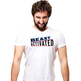 Camiseta Camisa-T Ativada, Vermelha Azul e Negra