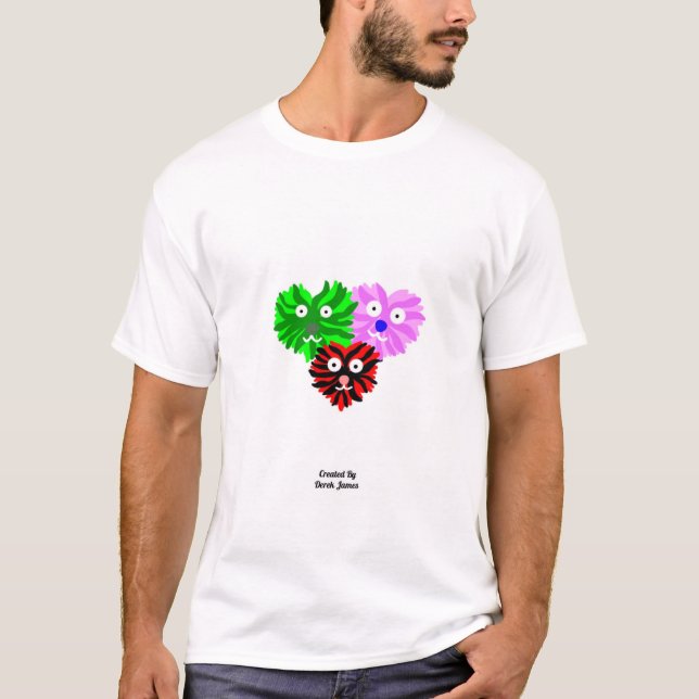 Camiseta Camisa-T Básica Branca de Felpudos (Frente)