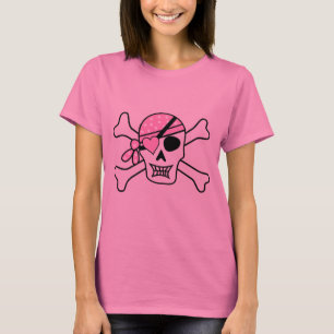 Camiseta Camisa-T básica/crânio pirata feminino