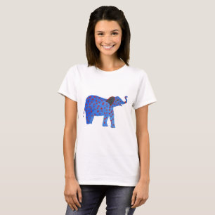 Camiseta Camisa-T Básica de Desenho de Elefante