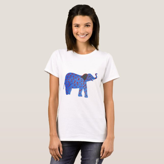 Camiseta Camisa-T Básica de Desenho de Elefante (Frente Completa)
