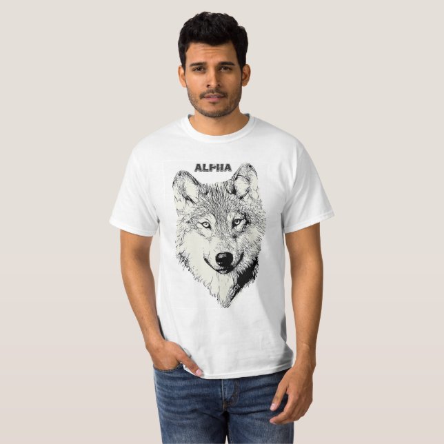 Camiseta Camisa-T básica de design Alpha (Frente Completa)
