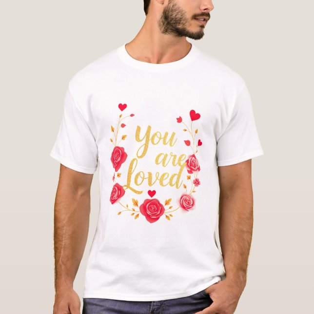 Camiseta Camisa-T básica de Rosa e Design Dourada de homem  (Frente)
