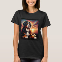 Camisa-T-Cão-De-Montanha Bernese, Pet-Sunset Vibra