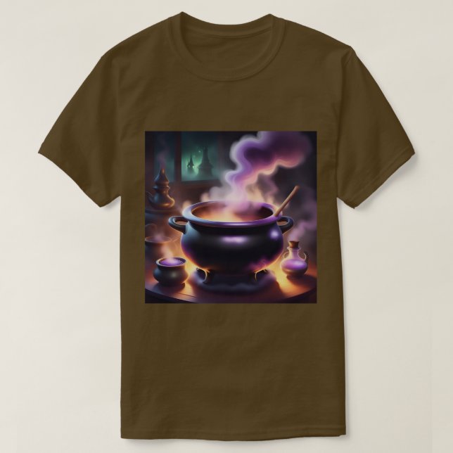 Camiseta Camisa-T castanha-bruxa (Frente do Design)