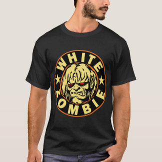 Camiseta Camisa-T Clássica Colorida Zombie Branca