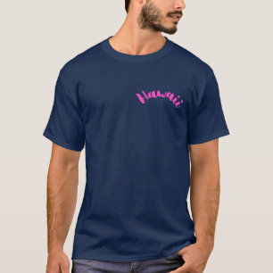 Camiseta Camisa-T Clássica de Algodão Escuro Havaiano