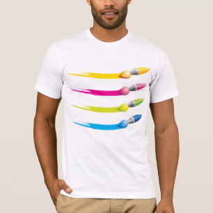 Camiseta Camisa-T Colorida Brushes Mens