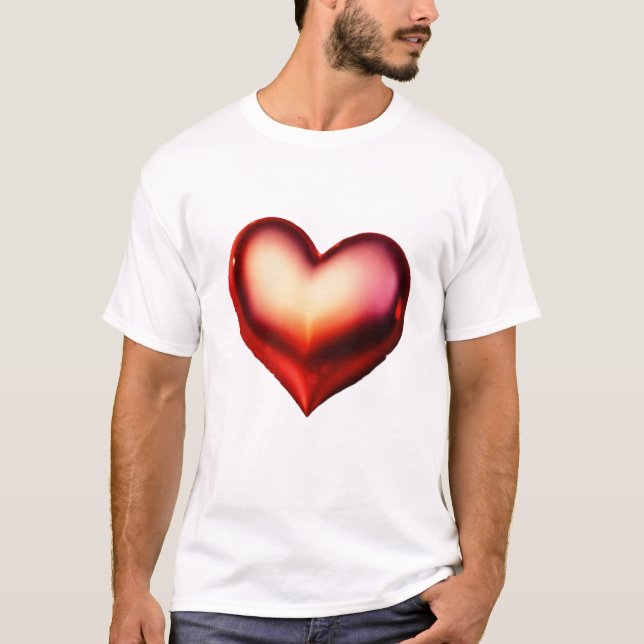 Camiseta Camisa-T com brilho cardíaco com amor espumante (Frente)