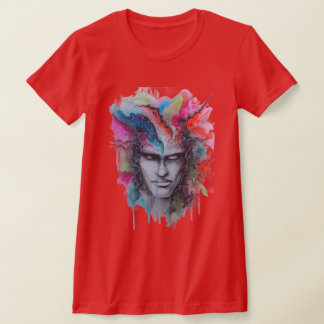 Camiseta Camisa-T com face aquosa