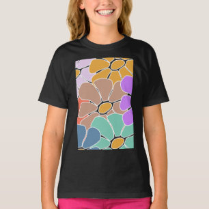 Camiseta Camisa-T com Padrão Floral Abstrato para Raparigas