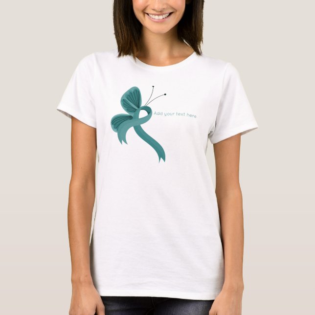 Camiseta Camisa-T da Borboleta de Sensibilização Teal (Frente)