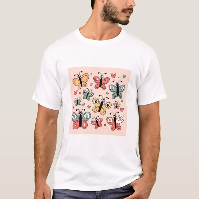 Camiseta Camisa-T da borboleta do Pastel Whimsical (Frente)