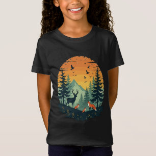 Camiseta Camisa-T da Floresta Vintage da Natureza das Árvor