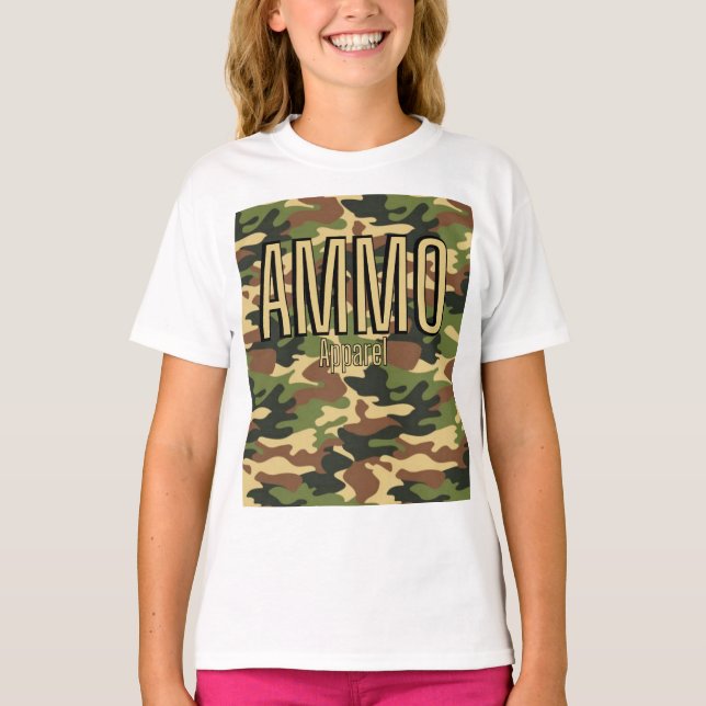 Camiseta Camisa-T da Impressão do Exército Clássico AMMO (Frente)