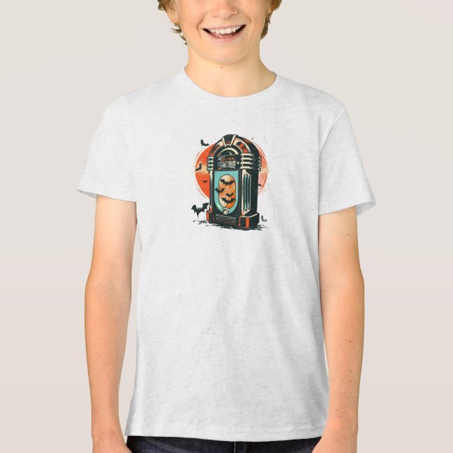 Camiseta Camisa-T da Jukebox de Halloween Retro (Frente)