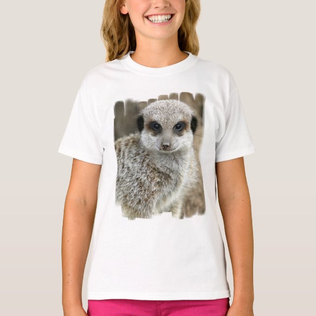 Camiseta Camisa-T da Meerkat Face Girl (Frente)