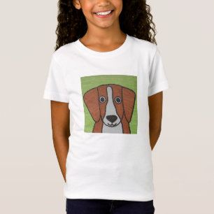Camiseta Camisa-T da Menina de Beagle Bonita