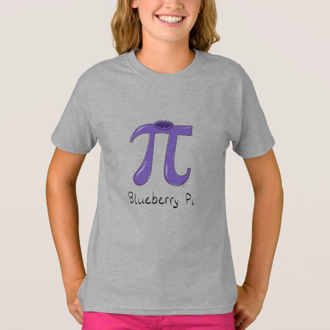 Camiseta Camisa-T da Menina do Blueberry Pi Cute Math Pi Da (Frente)