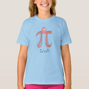 Camiseta Camisa-T da Menina do Octopus Cute Math Pi Day