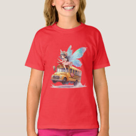 Camiseta Camisa-T da moça de ônibus para escola de pilotage