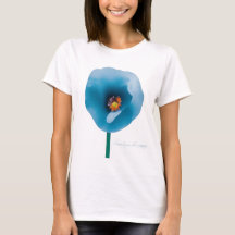Camisa-T da Mulher Azul-Himalaia Flor Azul
