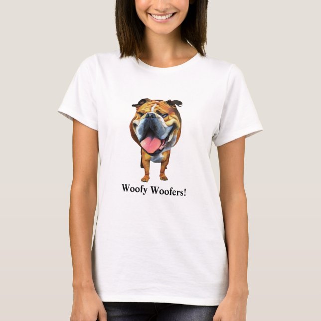 Camiseta Camisa-T da Mulher-Bulldog Engraçada (Frente)