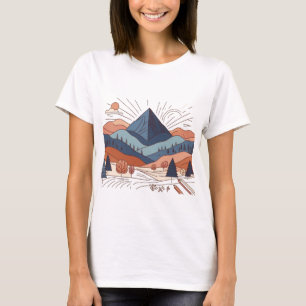 Camiseta Camisa-T da Mulher de Arte da Paisagem Montanha