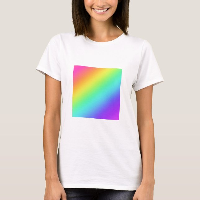 Camiseta Camisa-t da Mulher do Orgulho Gradiente do Arco-Ír (Frente)