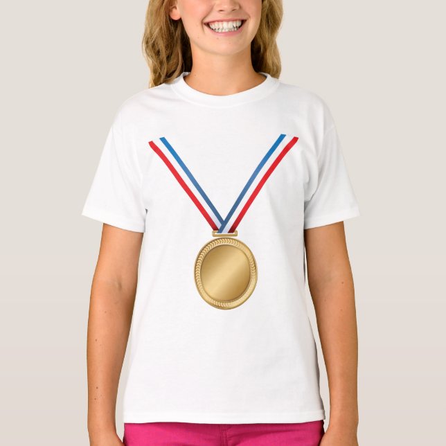 Camiseta Camisa-T das Meninas da Medalha Dourada (Frente)