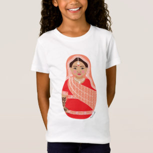Camiseta Camisa-T das Meninas de Matryoshka (Vermelha)