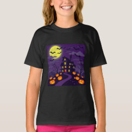 Camiseta Camisa-T das Meninas do Dia das Bruxas Louca