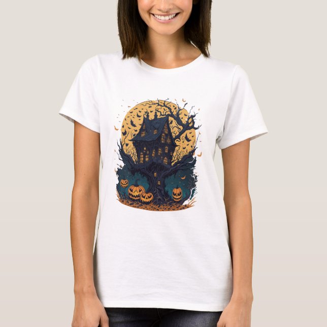 Camiseta Camisa-T das Mulheres do Dia das Bruxas Spooky (Frente)