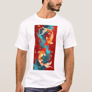 Camiseta Camisa-T de Ano Novo de Peixes Dourados Sortudos