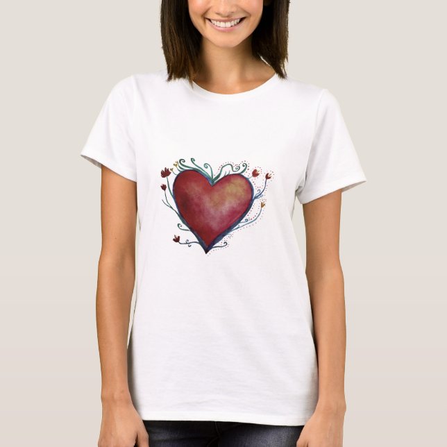 Camiseta Camisa-T de arte "Heart Watercolor Art" (Frente)