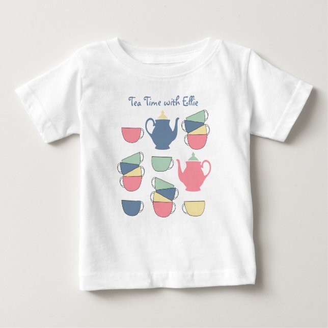 Camiseta Camisa-T de Bebê Personalizada no Tempo do Chá (Frente)