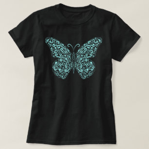 Camiseta Camisa-T de borboleta azul-amarelada elegante