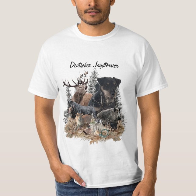 Camiseta Camisa-T de Caça Alemã (Jagdterrier) (Frente)