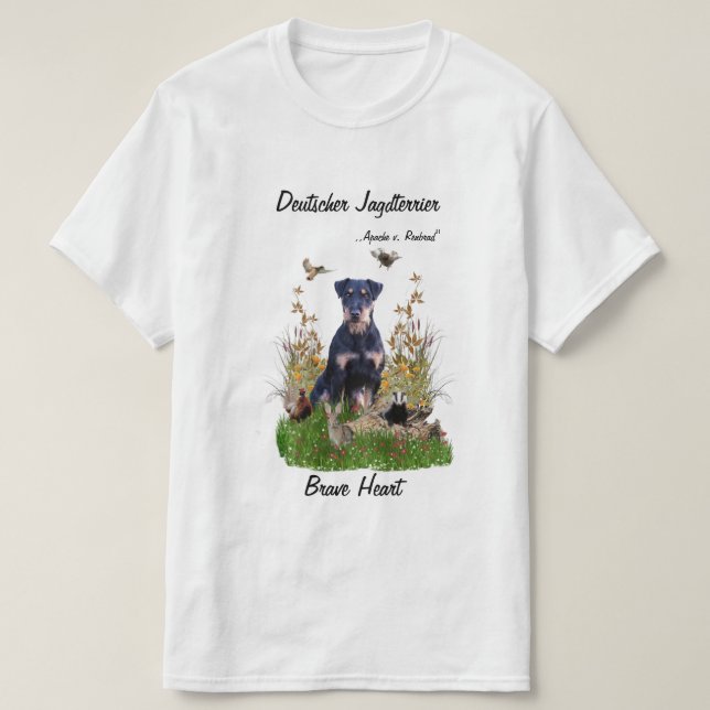 Camiseta Camisa-T de Caça Alemã (Jagdterrier) (Frente do Design)