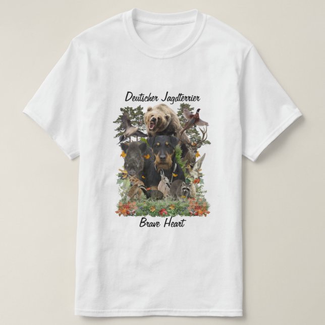 Camiseta Camisa-T de Caça Alemã (Jagdterrier) (Frente do Design)