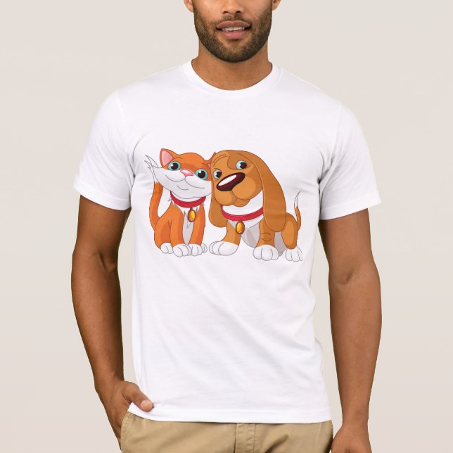 Camiseta Camisa-T De Cachorro E Gato (Frente)