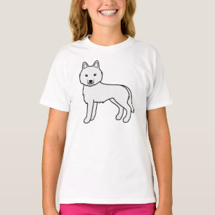 Camiseta Camisa-T de Cão Cachorro Branco Siberiano