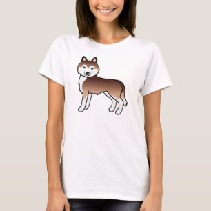 Camiseta Camisa-T de Cão Cachorro Siberiano Husky Cute