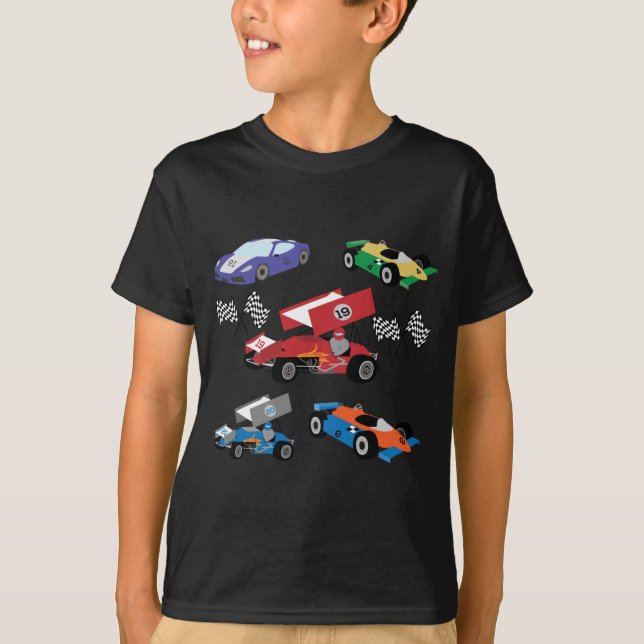Camiseta Camisa-T de Carro Raça para Crianças (Frente)