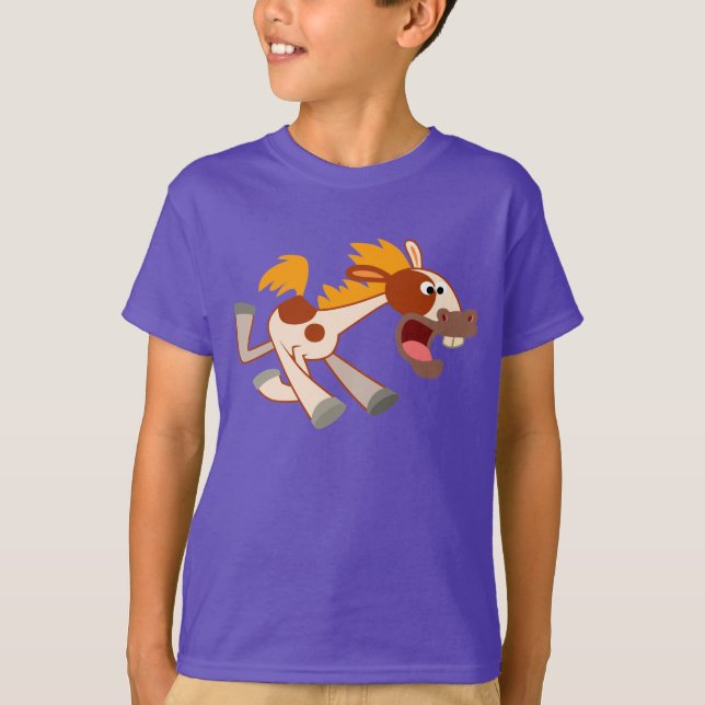 Camiseta Camisa-T de Cartoon Livremente Pinto Horse (Frente)
