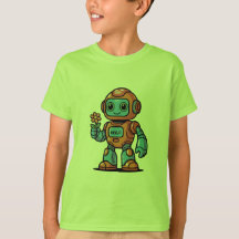 Camisa-T de Cartoon Robô Amiga