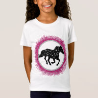 Camisa-T de Cavalo Cósmico Preto e Branco